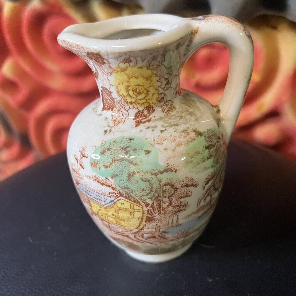 NASCO China MOUNTAIN WOOD LAND Pattern ~ Vinegar Jug Cruet ~ 4 1/2" Tall